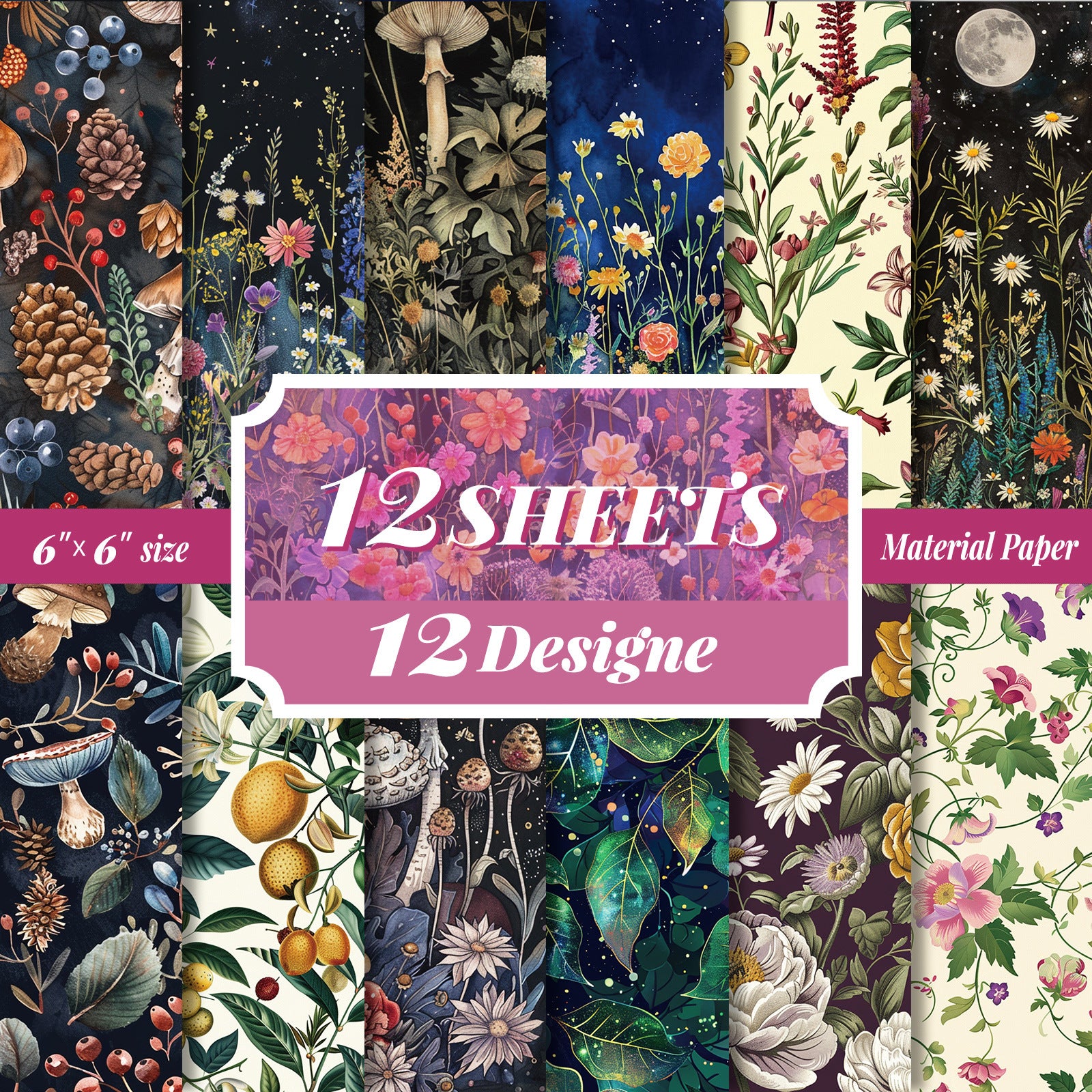 1017 Enchanted forest paper -12Pcs each pack