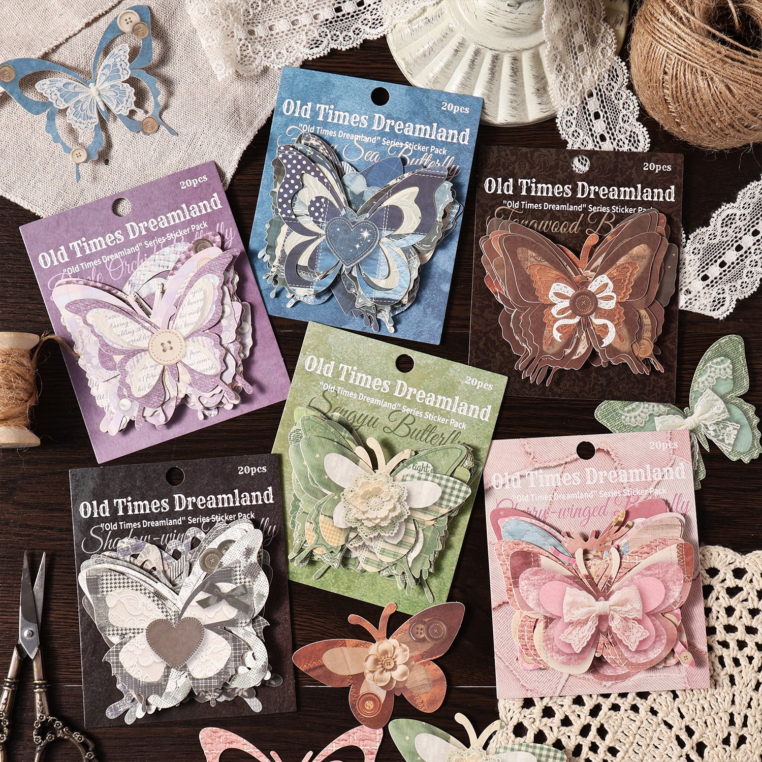 Old Time Dreams Butterfly Solid Stickers -20Pcs each pack