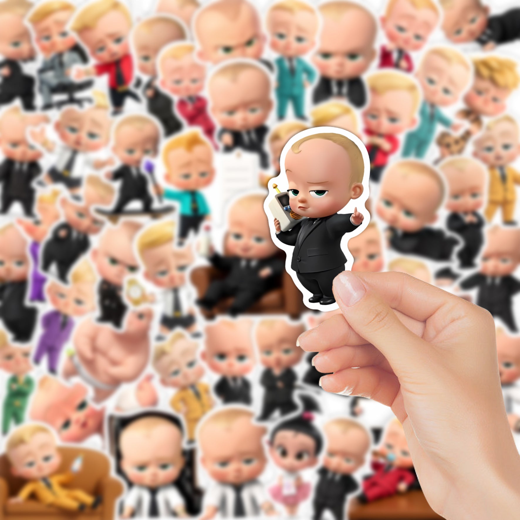 50 Boss baby Stickers solid with white border