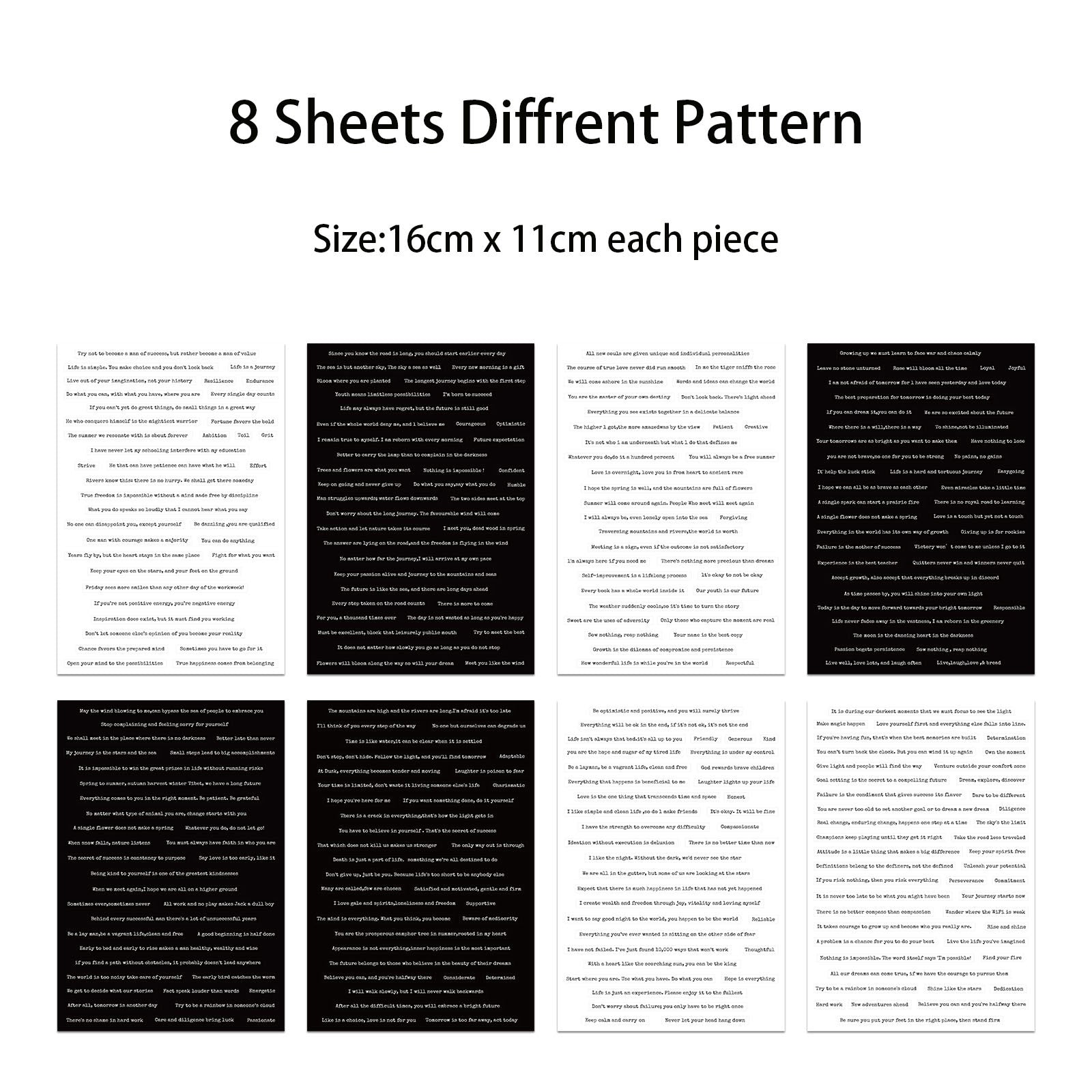 0802 Inspirational text cardstock Sticker -8Pcs each pack