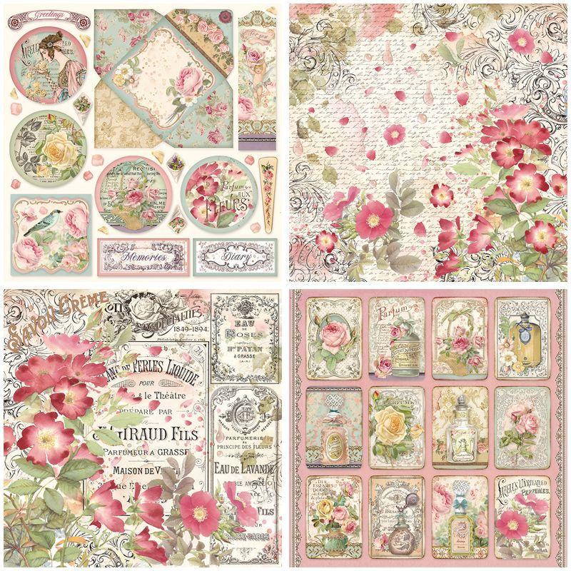 0331 Rose Perfume Material background paper -12Pcs each pack
