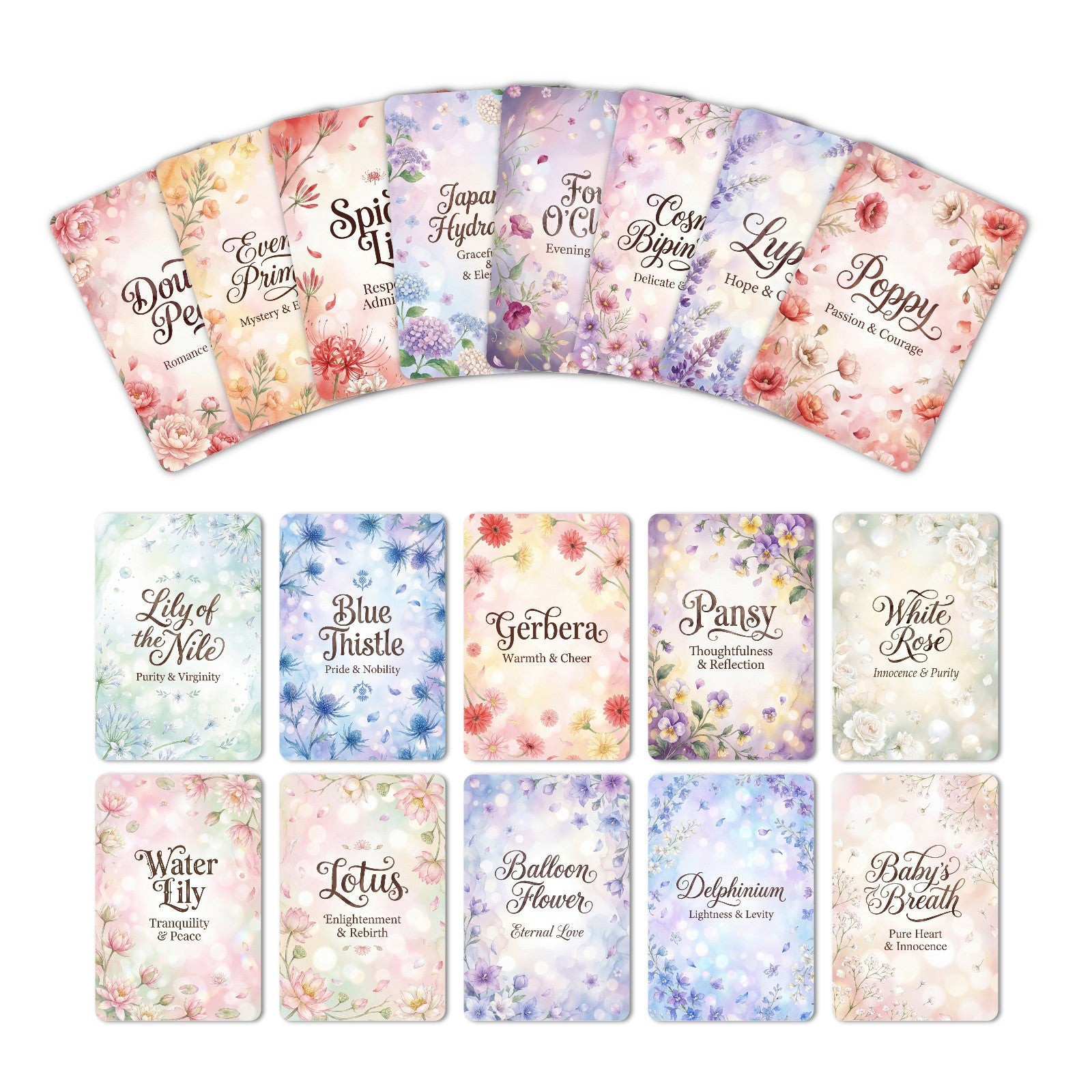 Flower Language Cardstock 18pcs 2.36*3.5 inch
