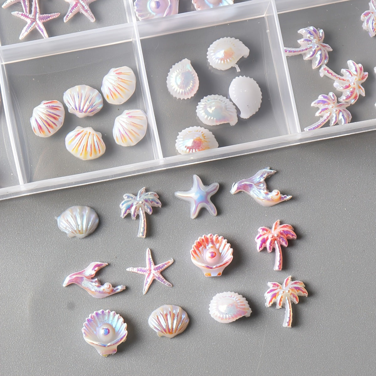 Ocean Resin Decorations Square 12‑Grid (6 pieces per grid)