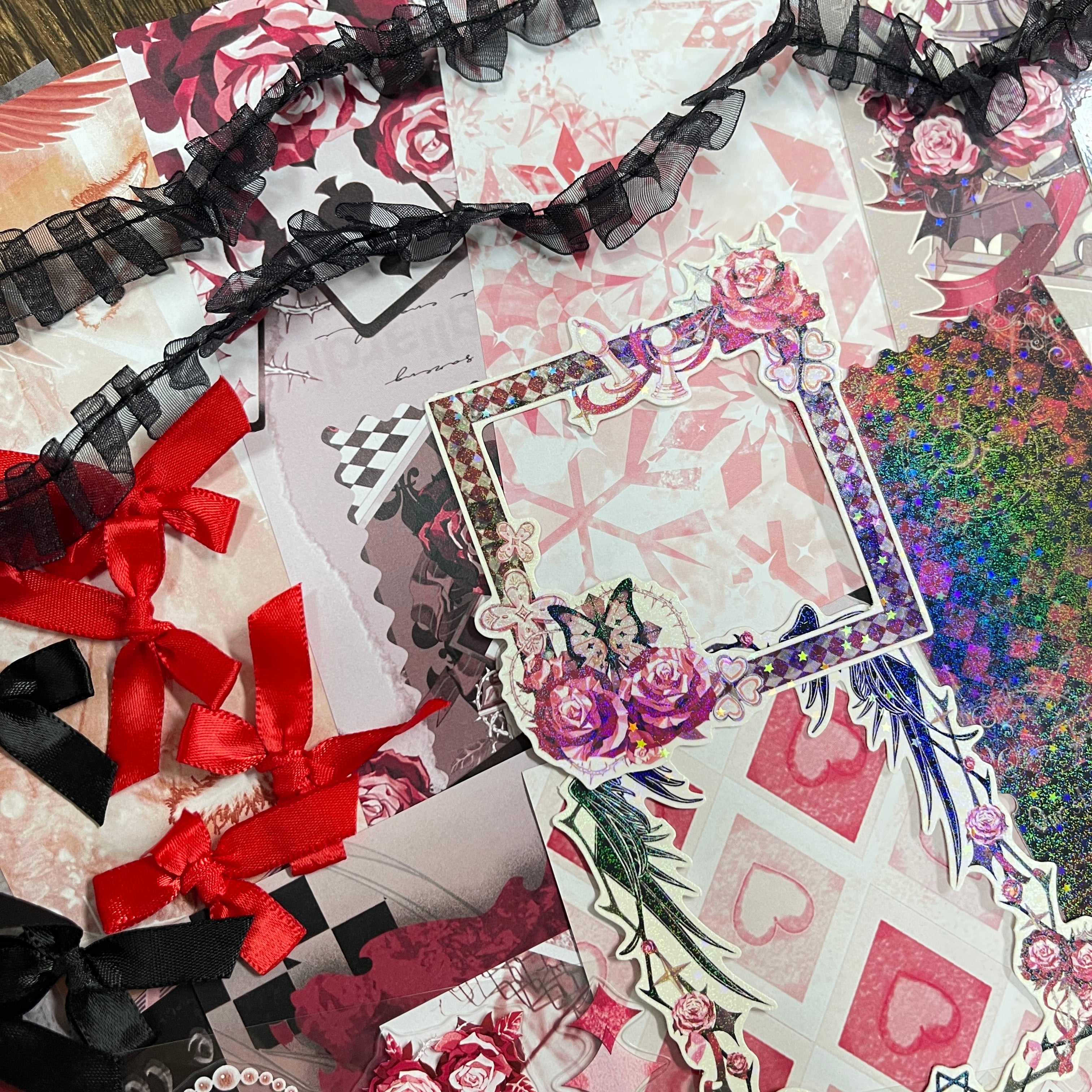 260202 Crimson Love Song Mixed pack journaling ephemera -43Pcs each pack