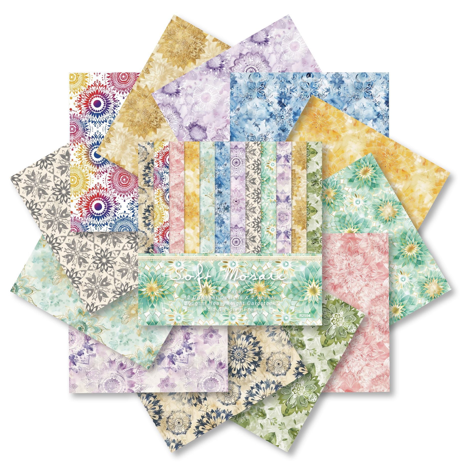 260123 Soft Mosaic background paper R2594 -24Pcs each pack