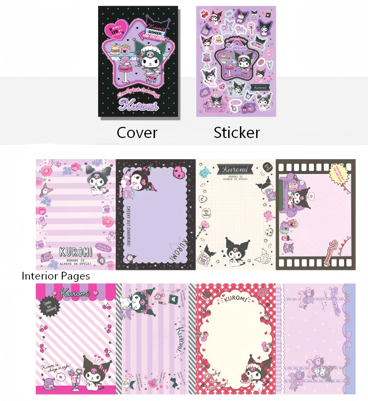 Five Pointed Star Kuromi Sticky Note Pad -128Pcs each pack