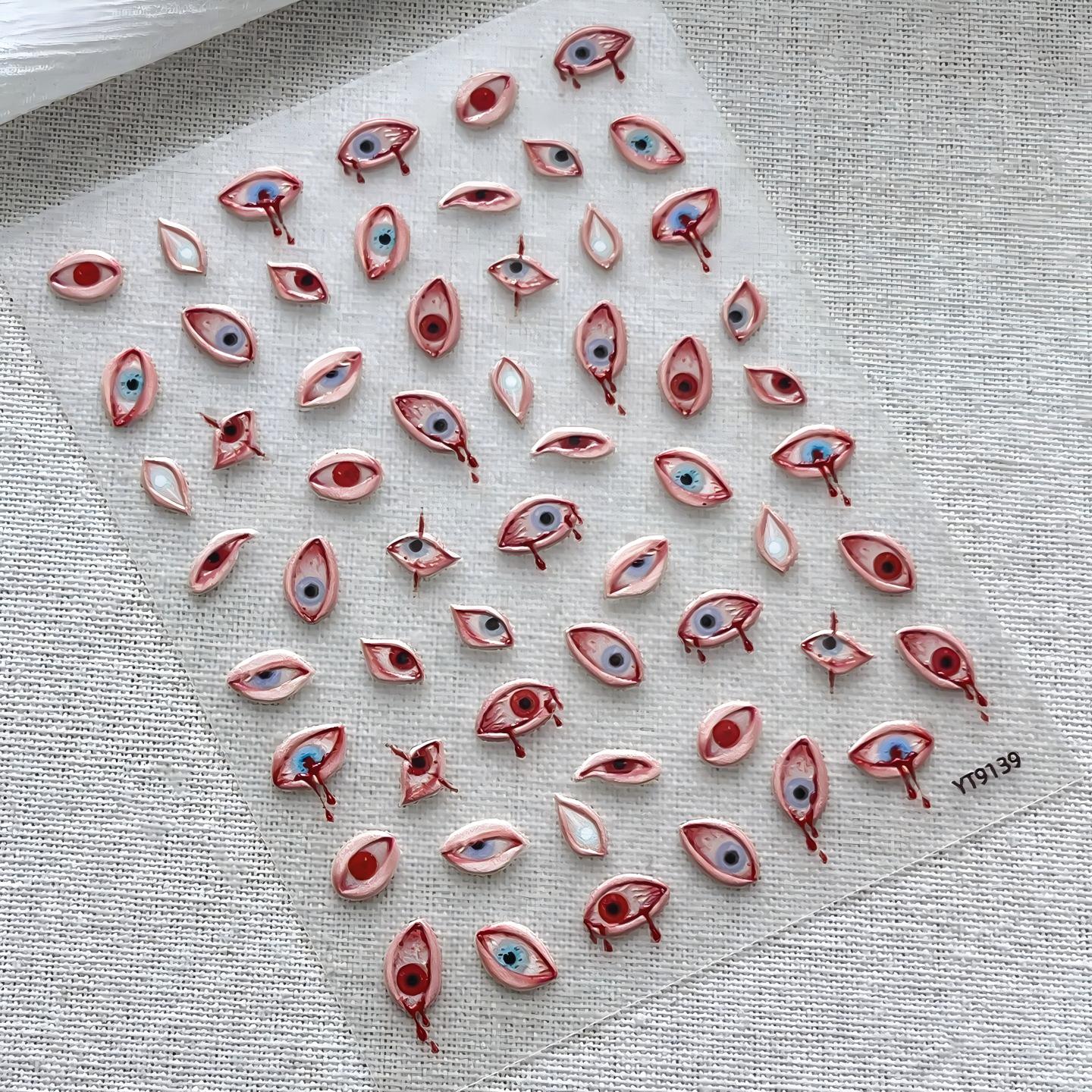 M340- Bloodshot Eyeball Embossed Mini sticker 1 Pcs