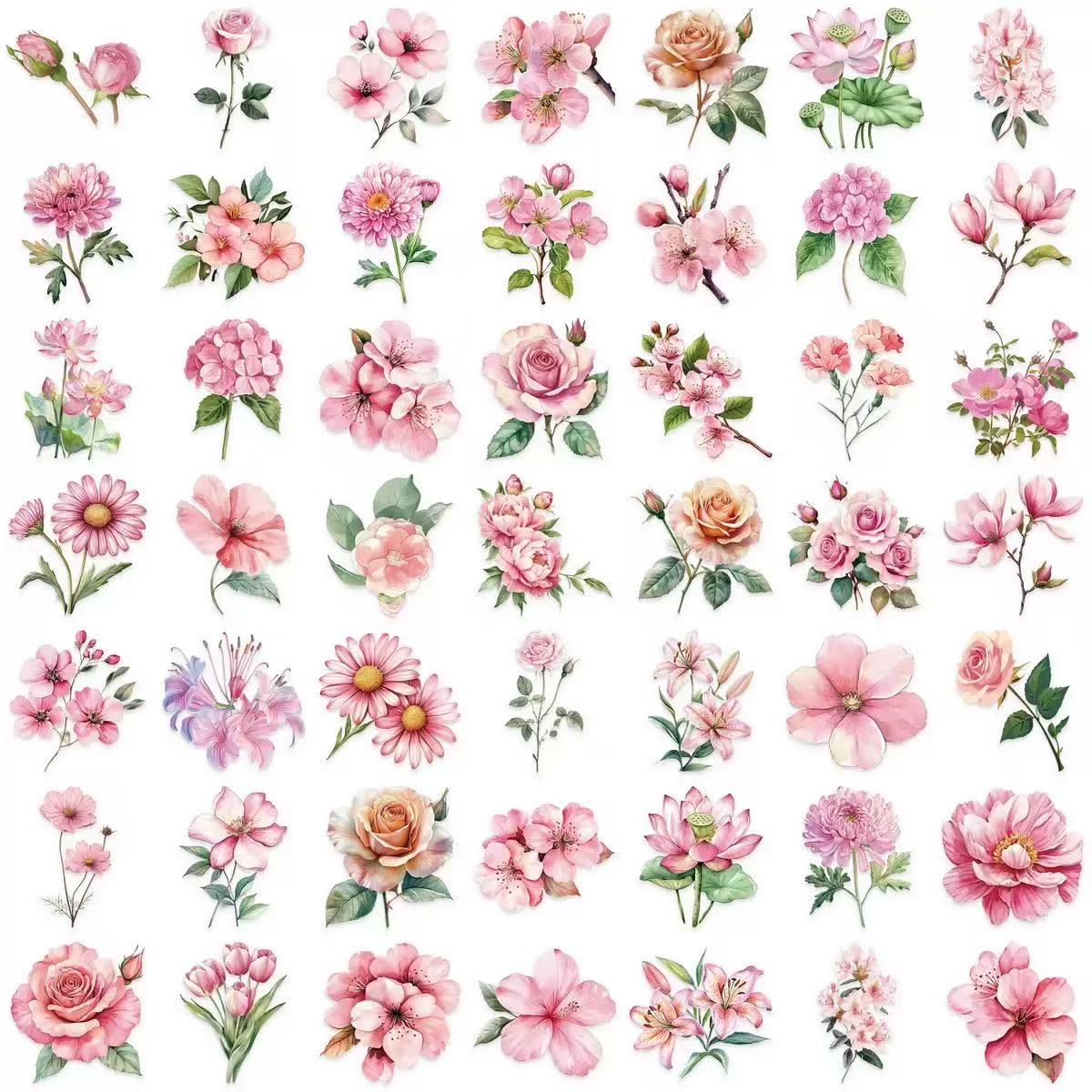 0614 50 Pink flower PET sticker