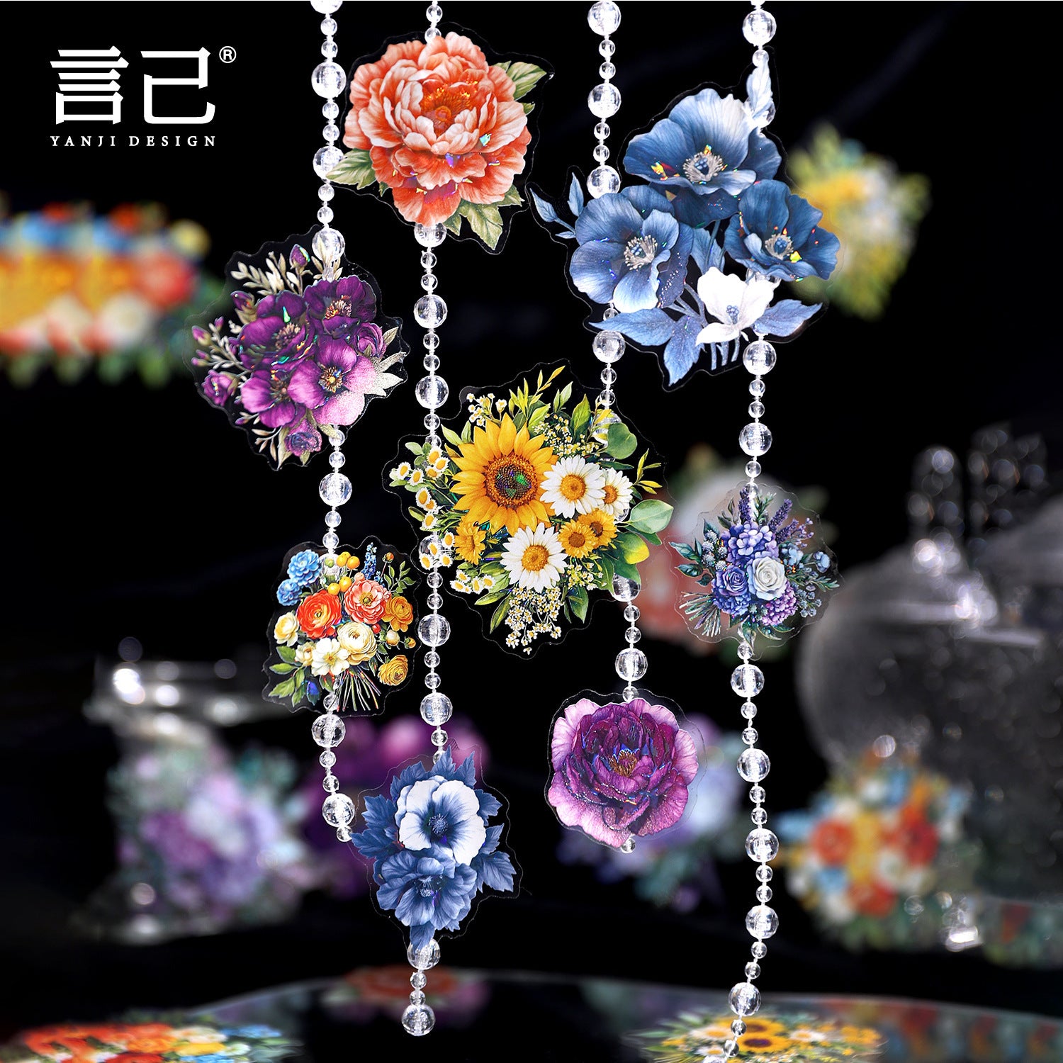 0409 Seasons Flower Series PET Sticker -15Pcs each pack