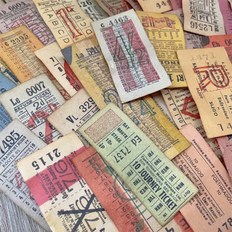 Hand-dyed vintage tickets -52Pcs each pack