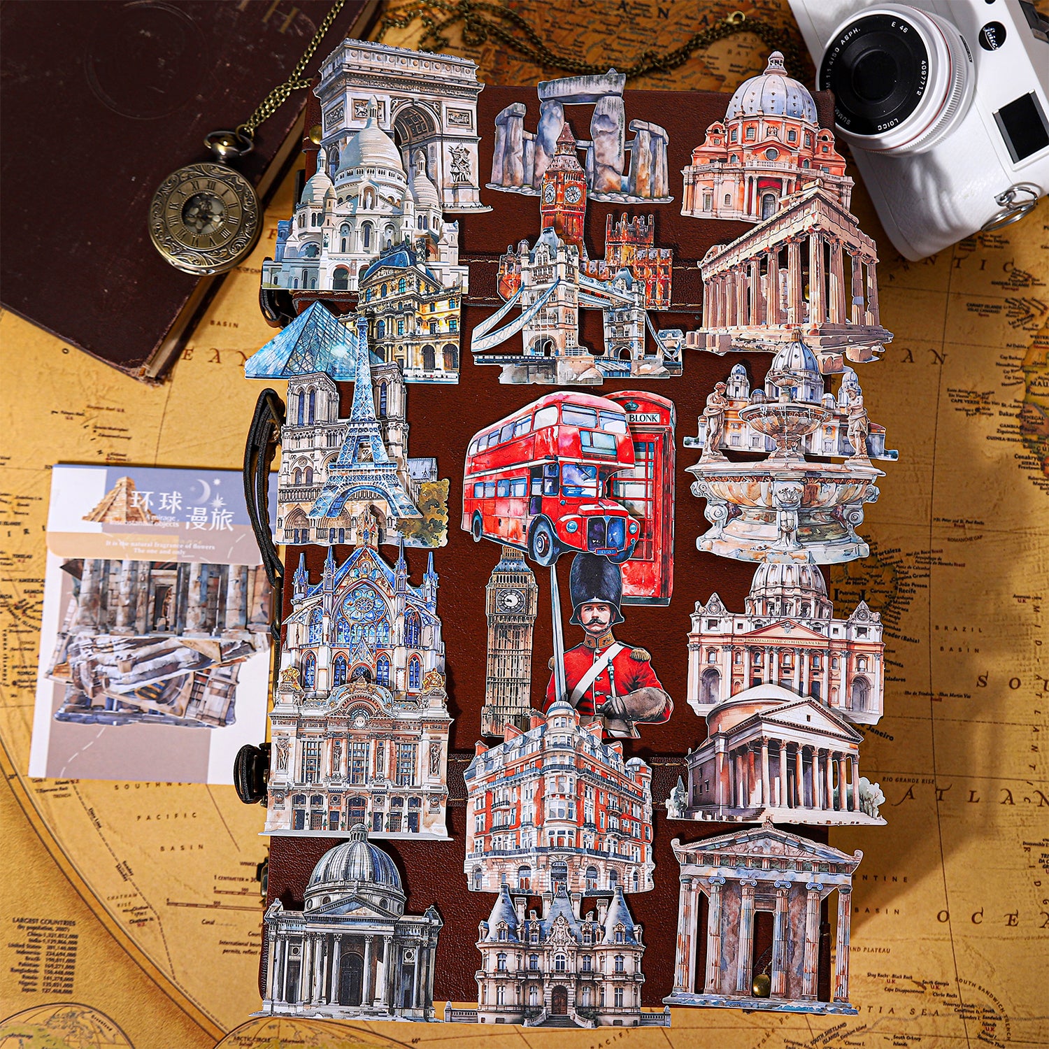 0621 Around the world cardstock Sticker -10Pcs each pack