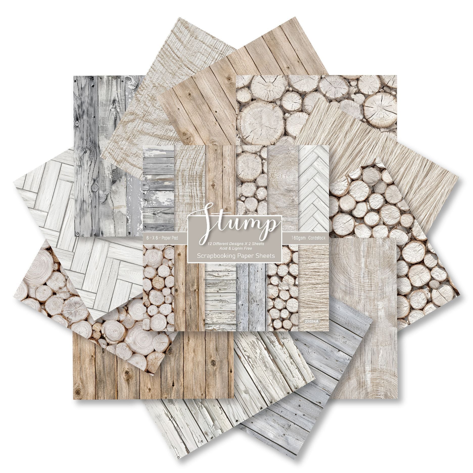 Vintage Stump Background Paper -24Pcs each pack