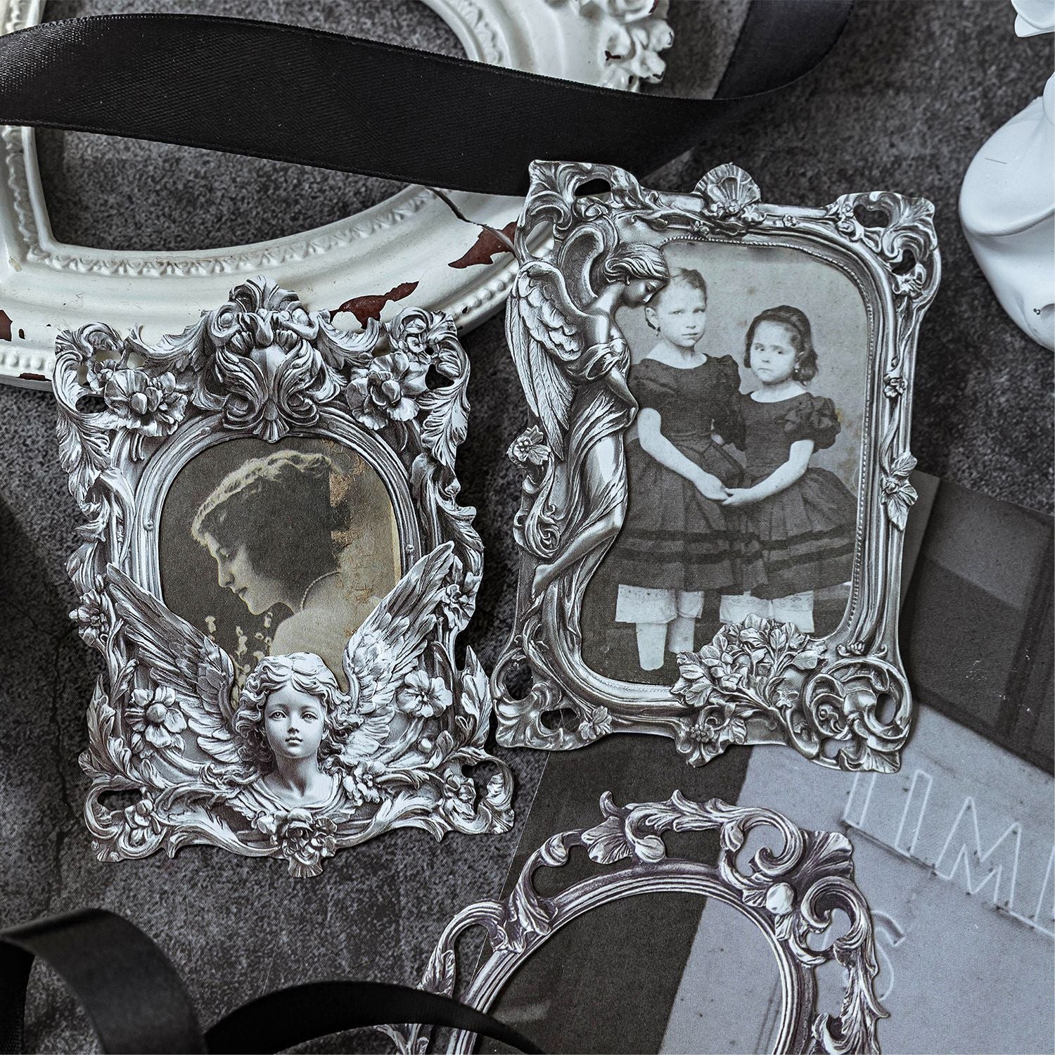 0531 Silver retro border Embossed die cut cardstock paper -10Pcs each pack