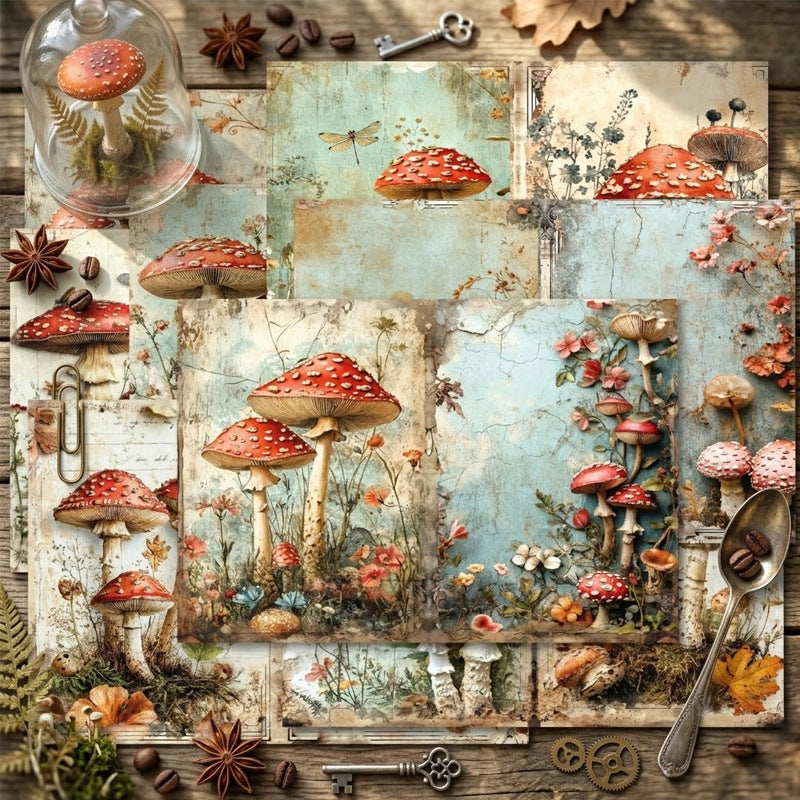 A5 Mushroom Background Paper -8Pcs each pack