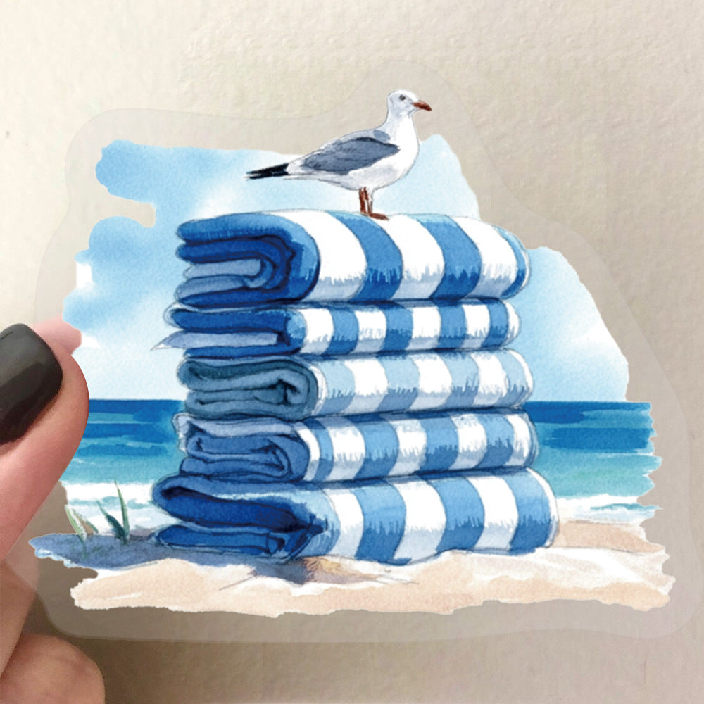 50 Blue Summer Beach PET Sticker