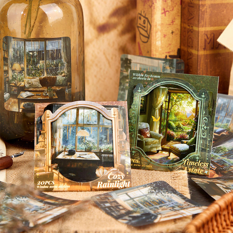 0514 Window scene journal PET Sticker -20Pcs each pack