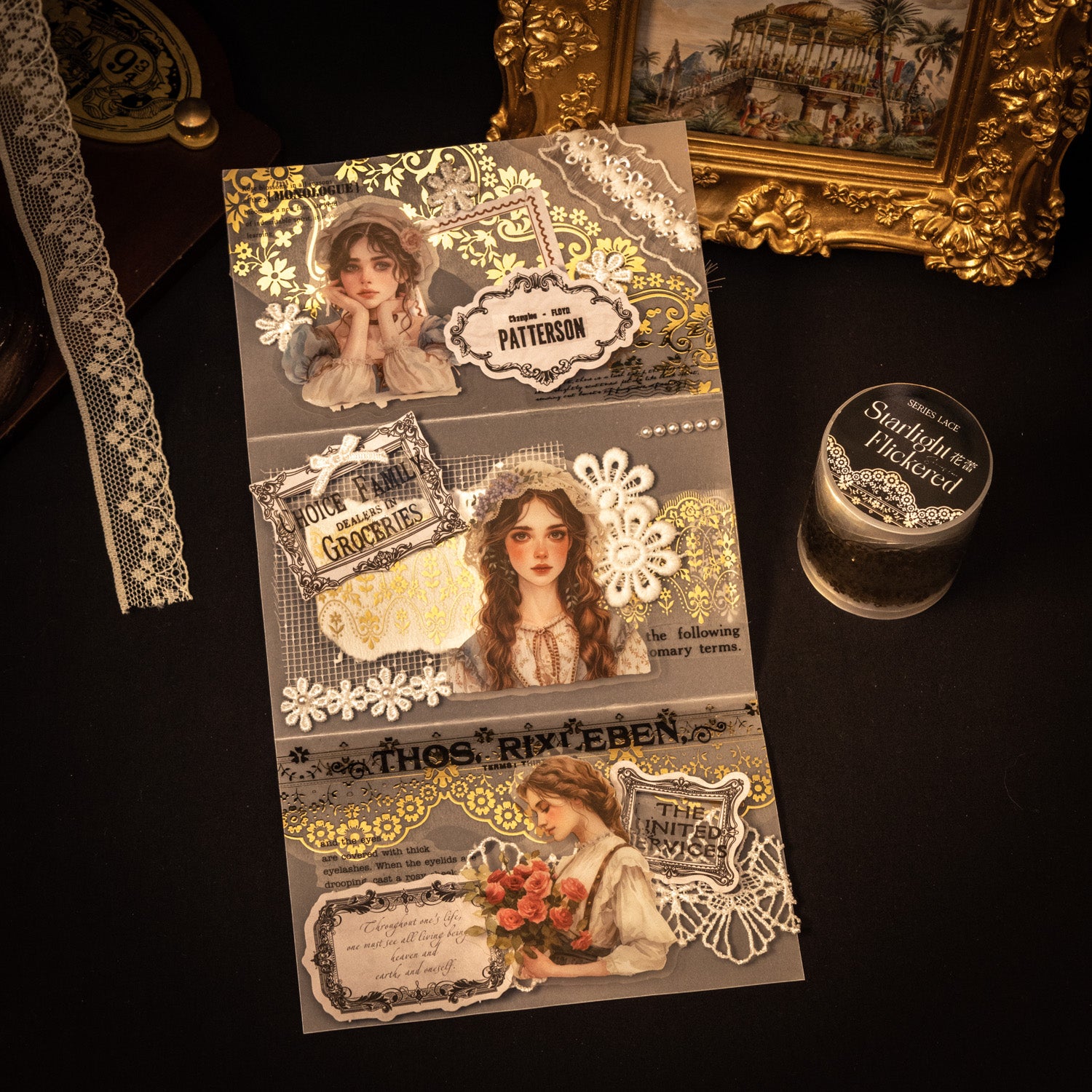 0422 lace starlight flickered series PET Tape -4cm*2m