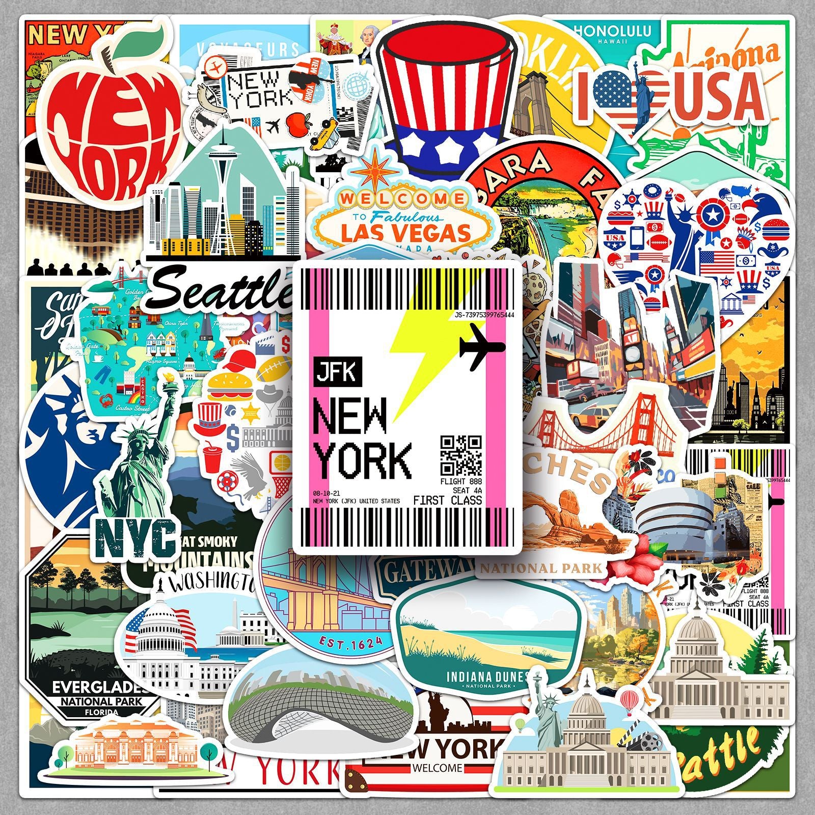 0617 50 USA Stickers solid with white border