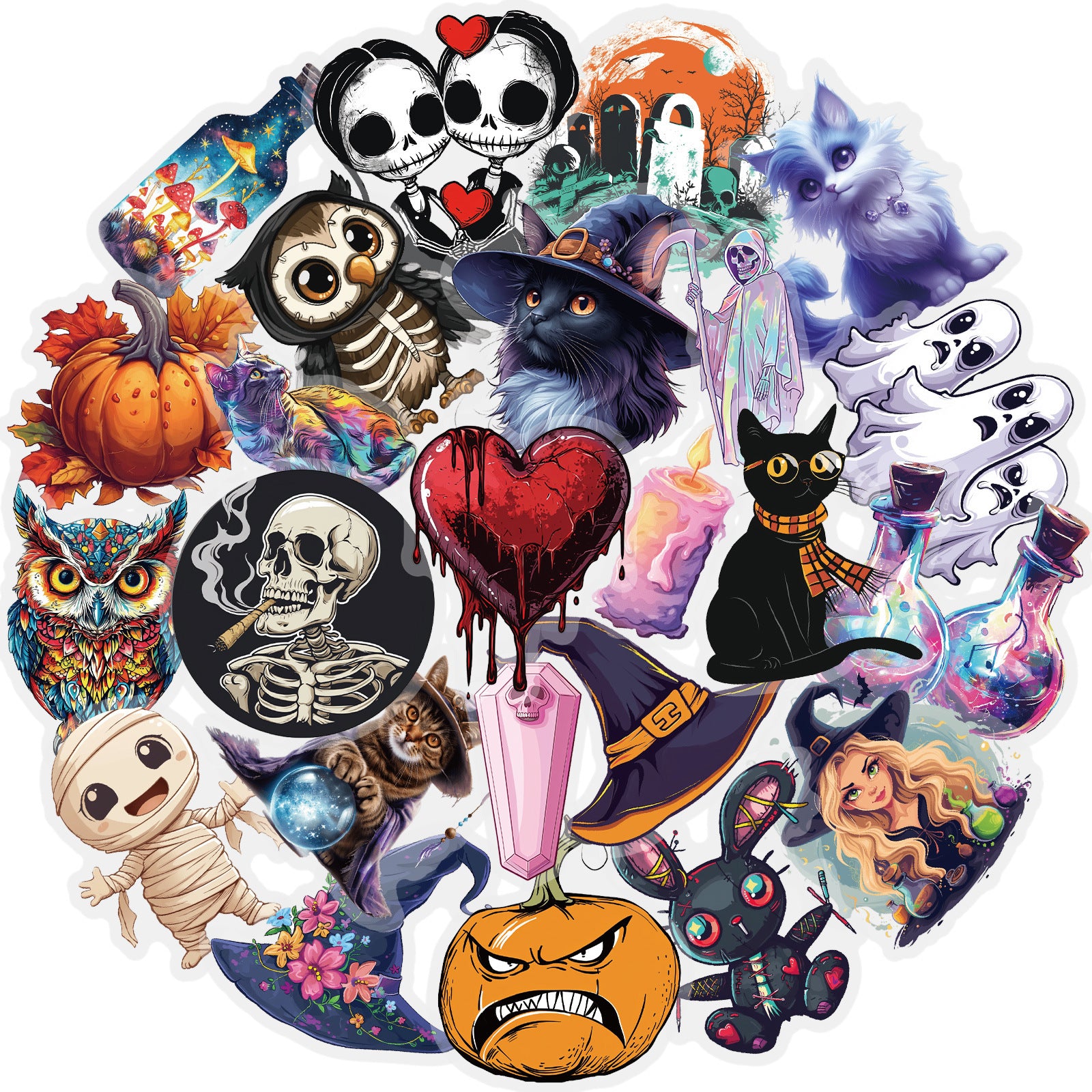 0814 50 Dark Witch Skeleton PET sticker