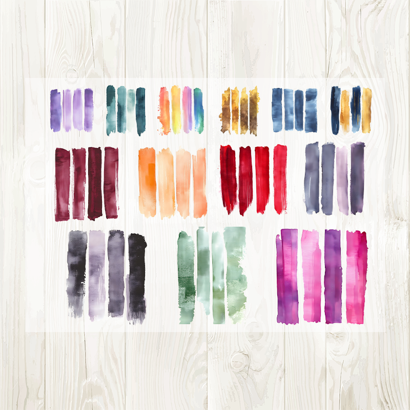 A4 Colorful Brushstrokes matte PET pre-cut large sticker 1 pack 2 sheets