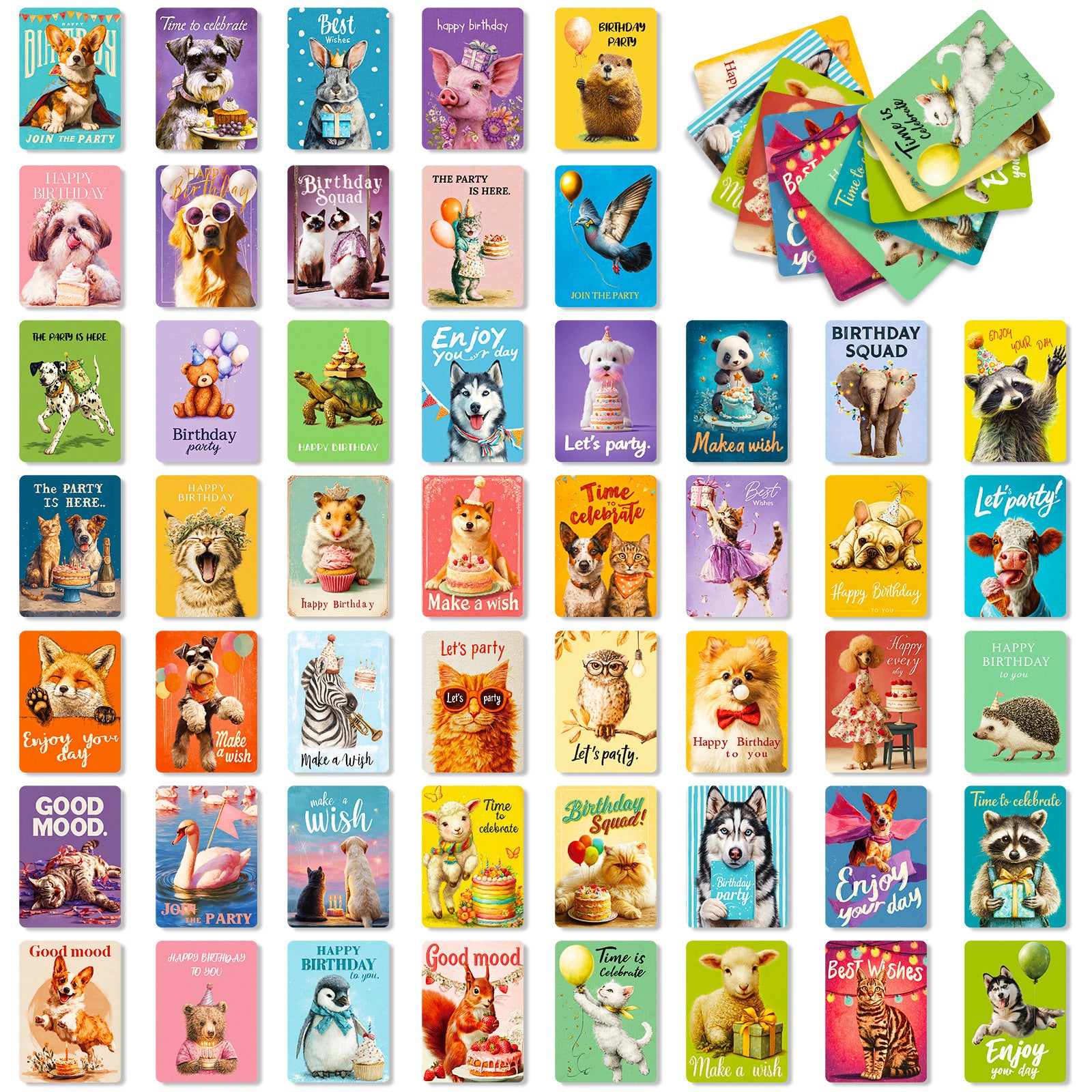0717 Animal Birthday Wishes ATC card 50pcs 2.5*3.5 inch