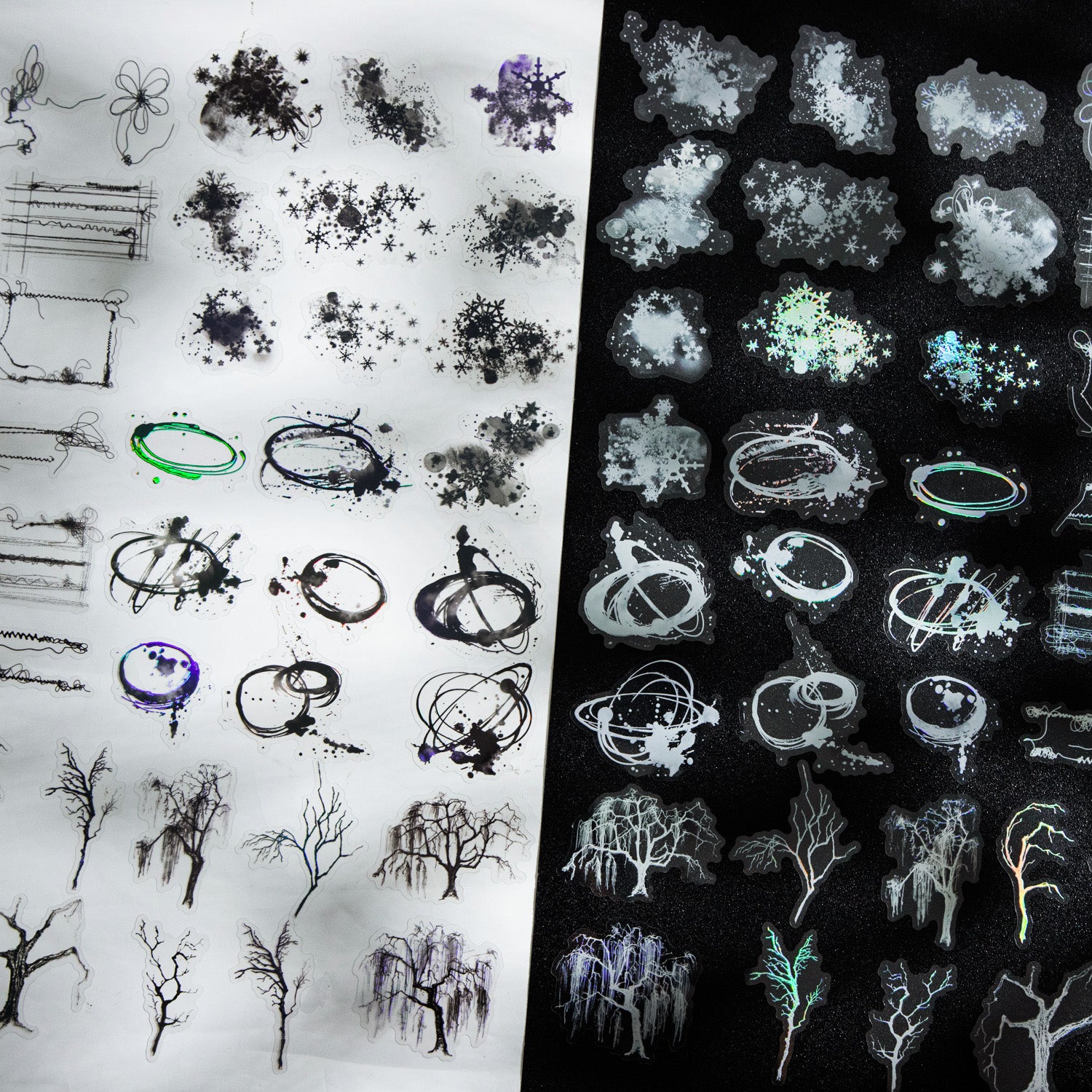 1022 Black and white traces PET sticker -20Pcs each pack