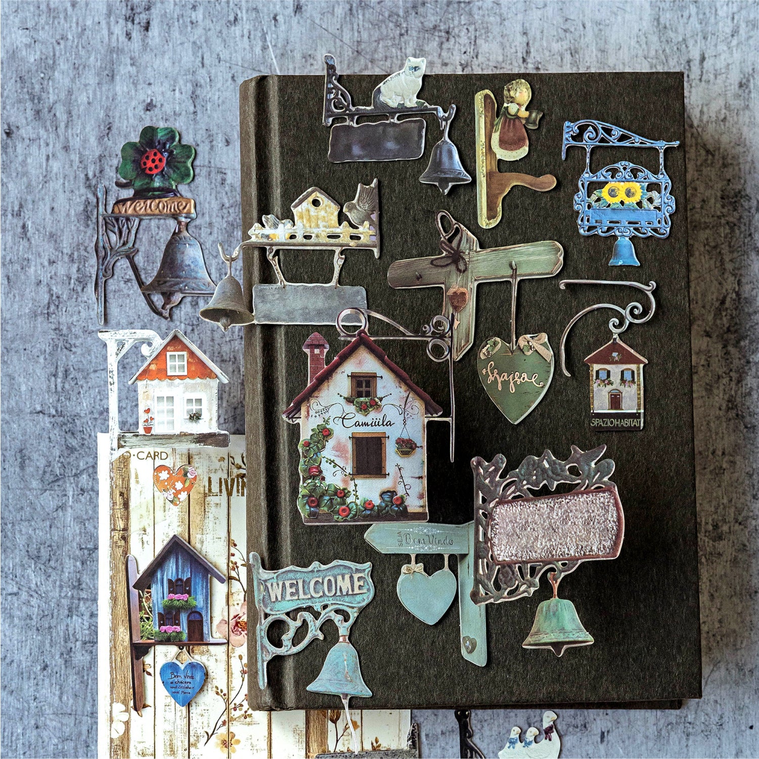 0725 Pastoral life die cut cardstock sticker -15Pcs each pack