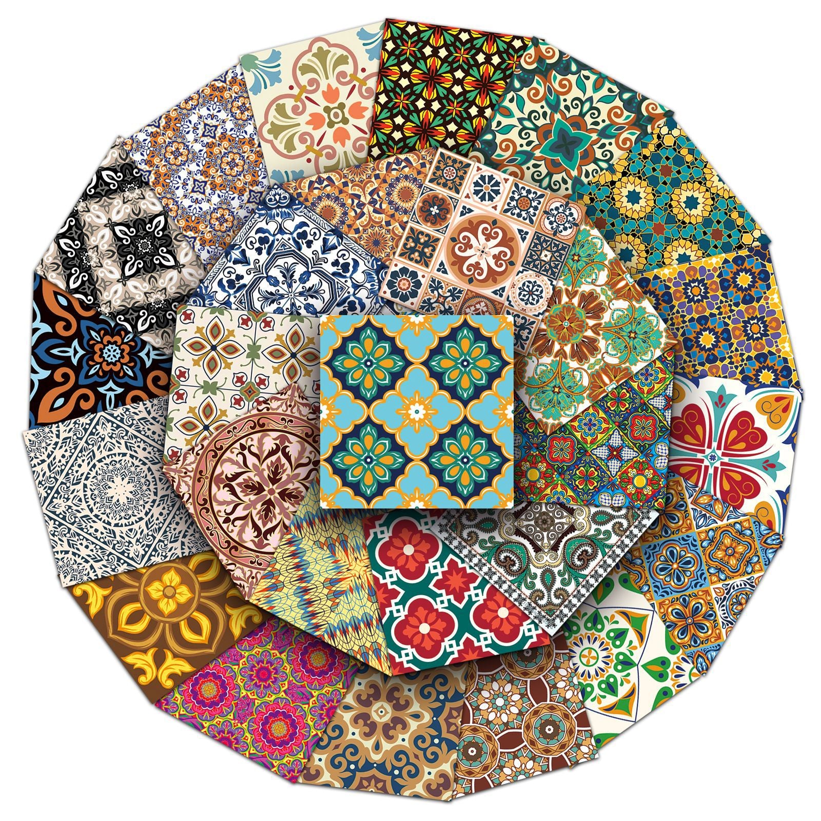 50 Vintage Floral Tile Solid Sticker