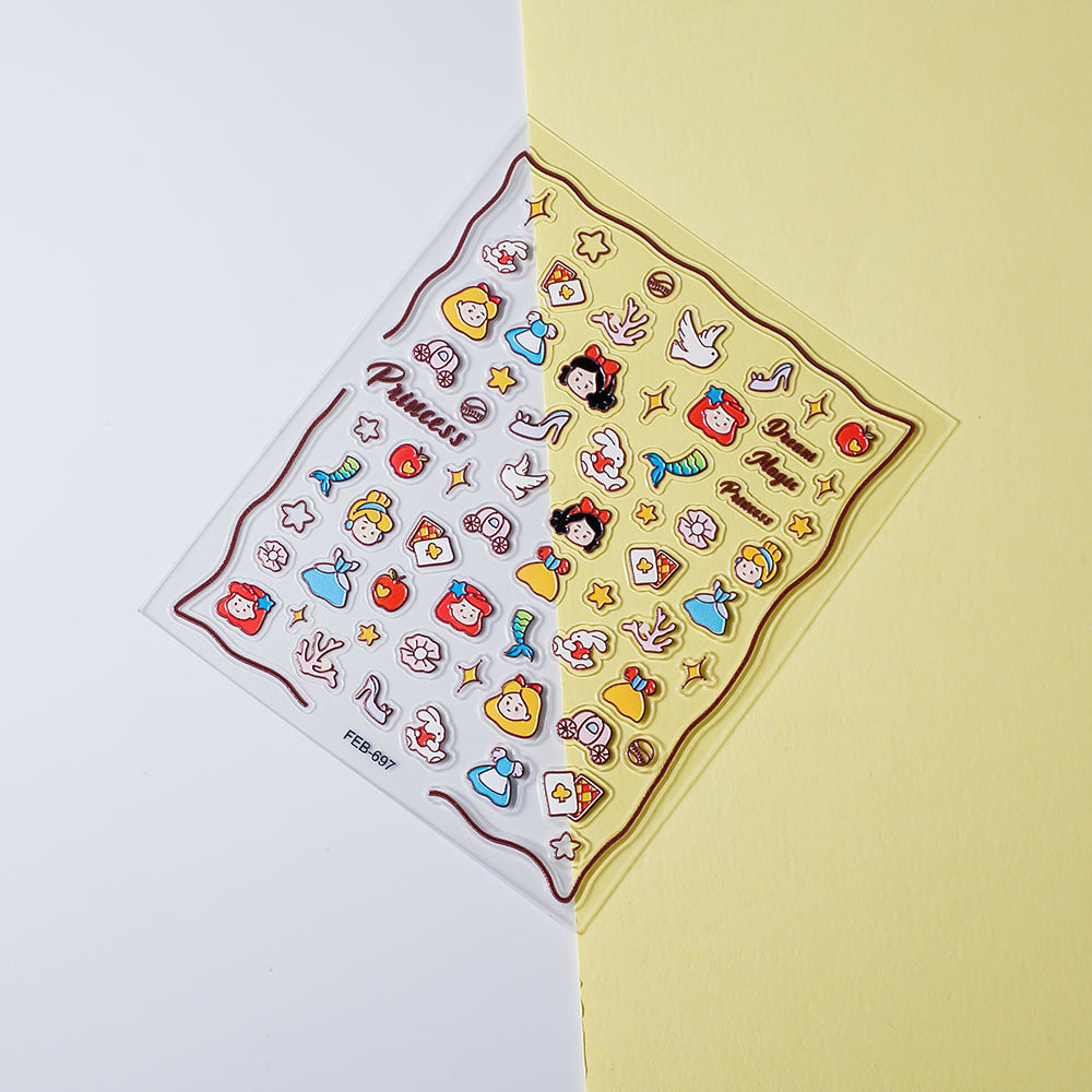 M317- Princess Mermaid Embossed Mini sticker 1 Pcs