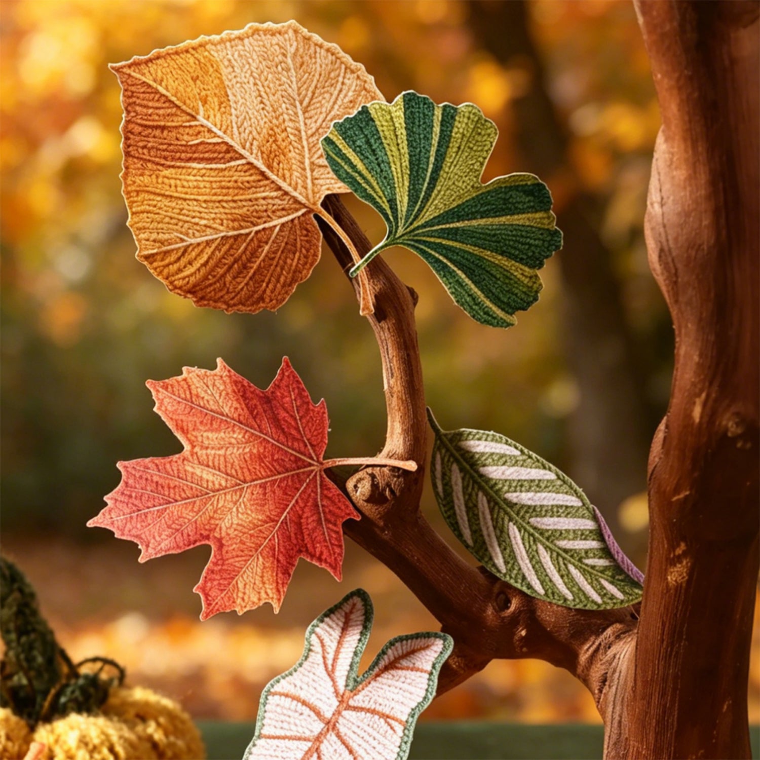 Knitted Autumn Leaves Writing paper Stickers -20Pcs each pack