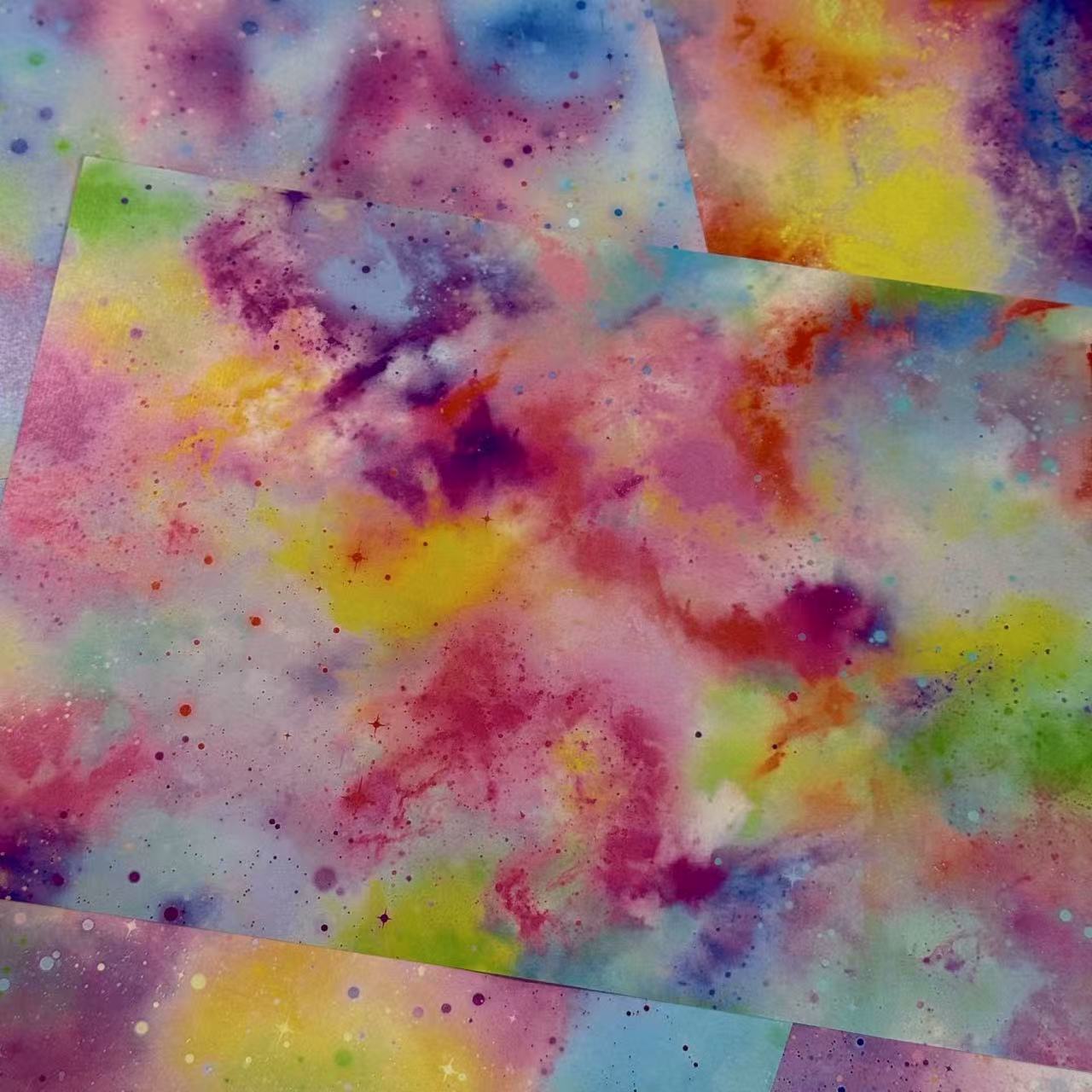 0724 A4 size Rainbow nebula Style Paper 12 pcs