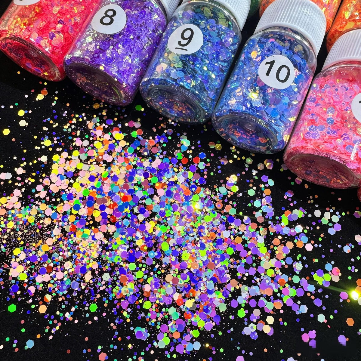 12 Colors Neon Chunky Glitter Set for Journaling & Scrapbooking, Fluorescent Sequins Flakes for Junk Journal, Card Making, DIY Crafts