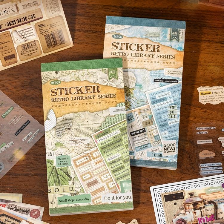 Vintage Library sticker book -24Pcs each pack
