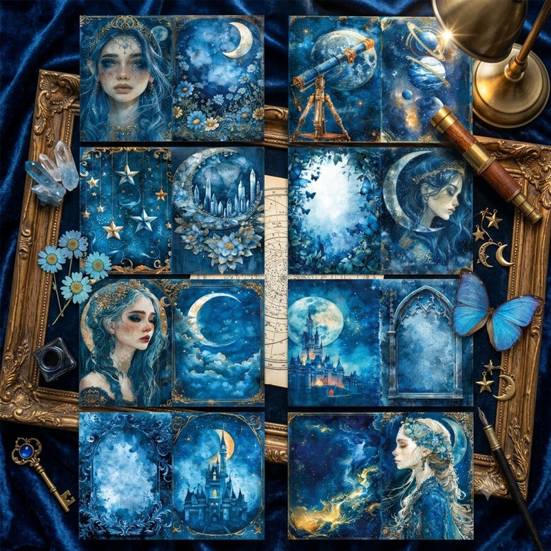 A5 Vintage Starry Sky Girl Background Paper -8Pcs each pack