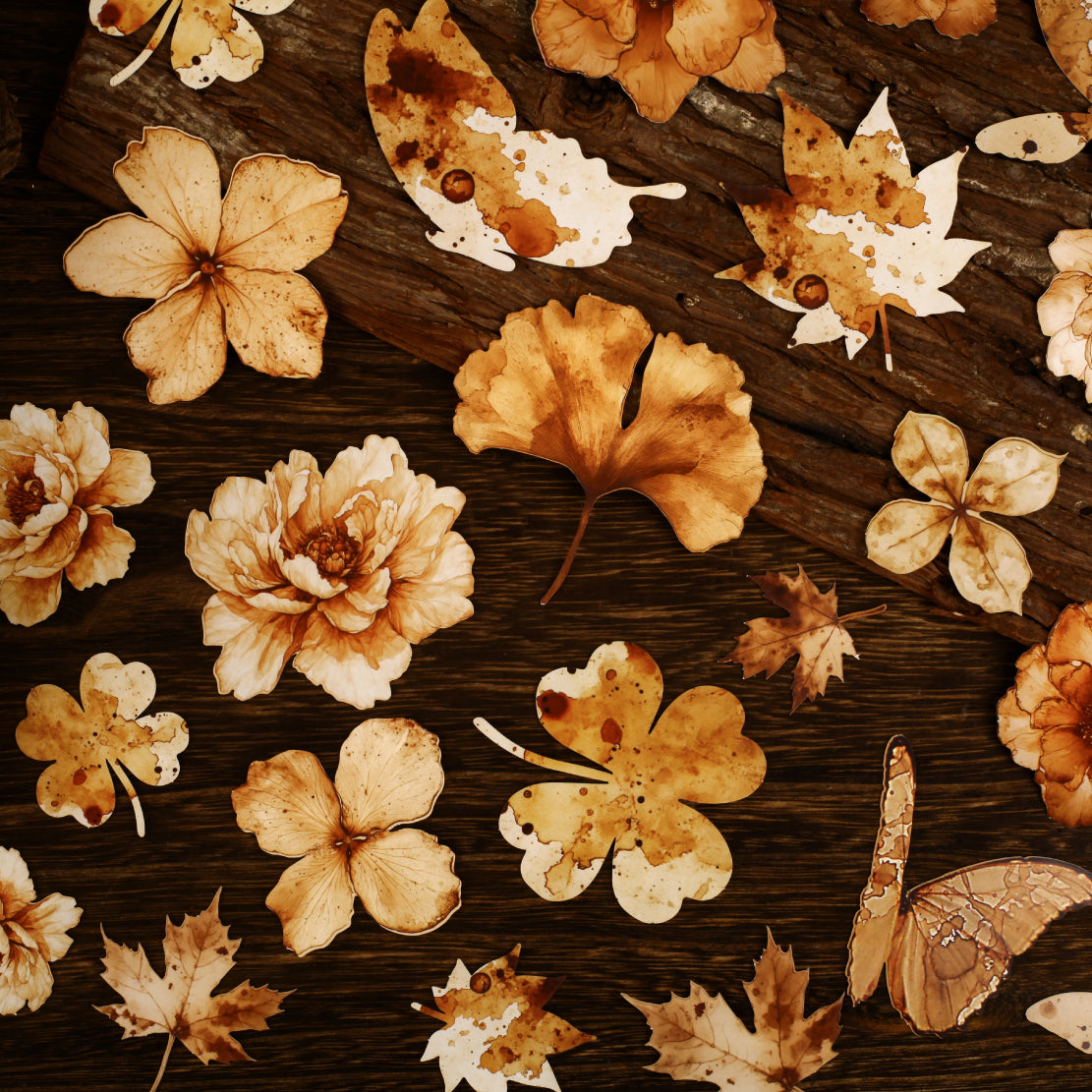 0426 withered stain Series cardstock Sticker -15Pcs each pack