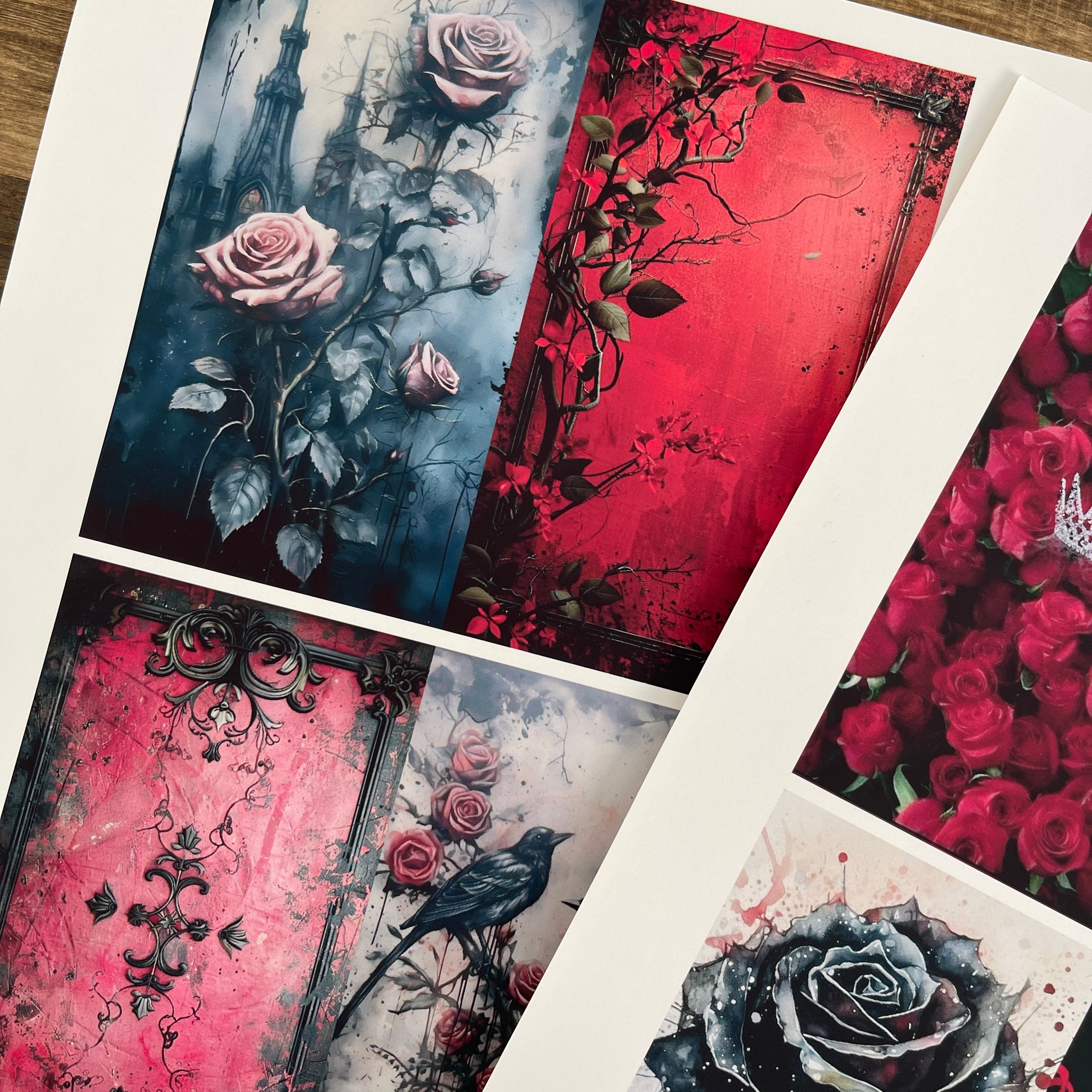 A4 size Dark Rose Crow Style paper 2 pcs