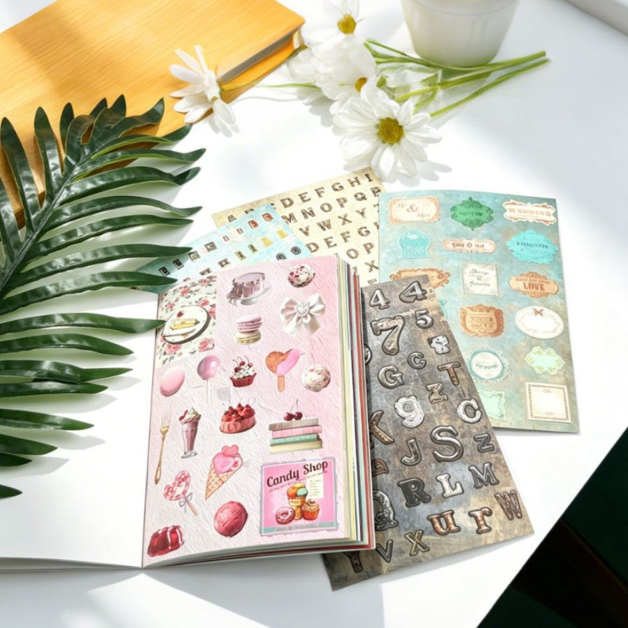 Vintage Ephemera Die-Cut Sticker Book -45Pcs each pack