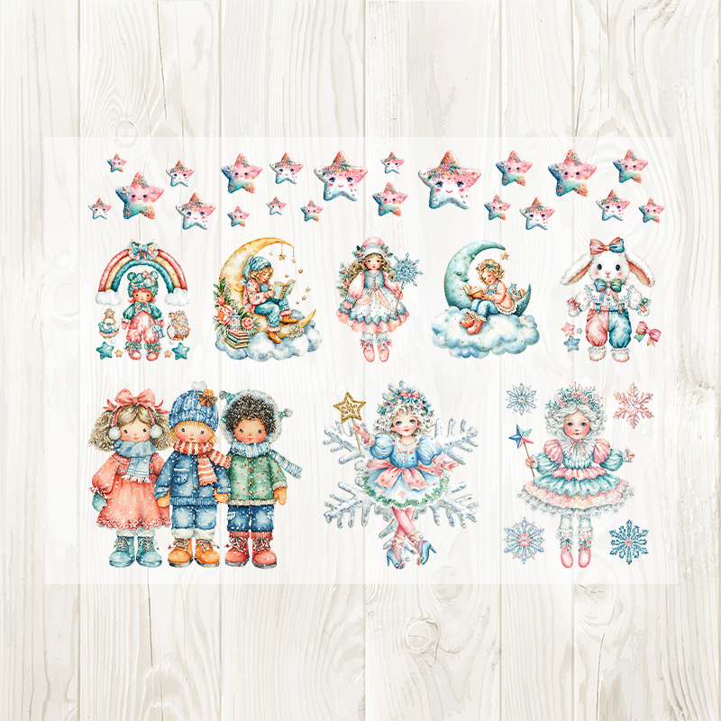 A4 Colorful Characters matte PET pre-cut large sticker 1 pack 2 sheets
