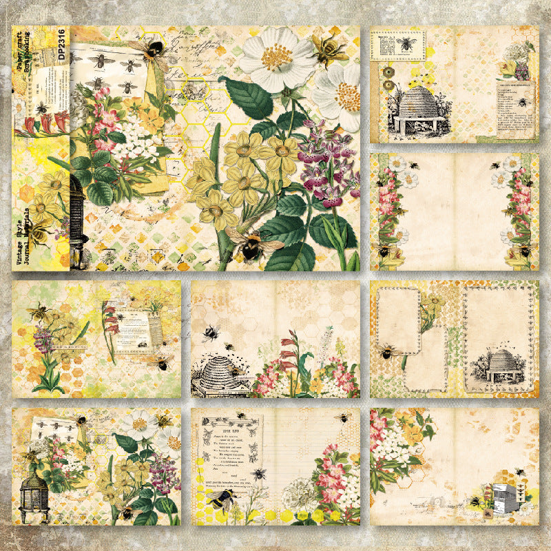 0703 A5 Flowers and bees background paper DP2316 -8Pcs each pack