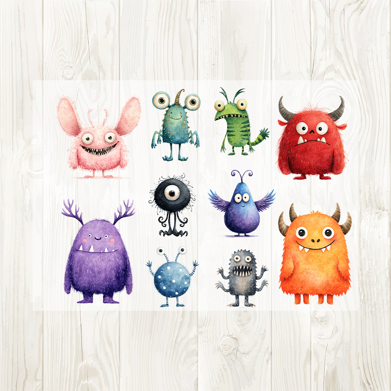 A4 Cute little monster matte PET pre-cut large sticker 1 pack 2 sheets