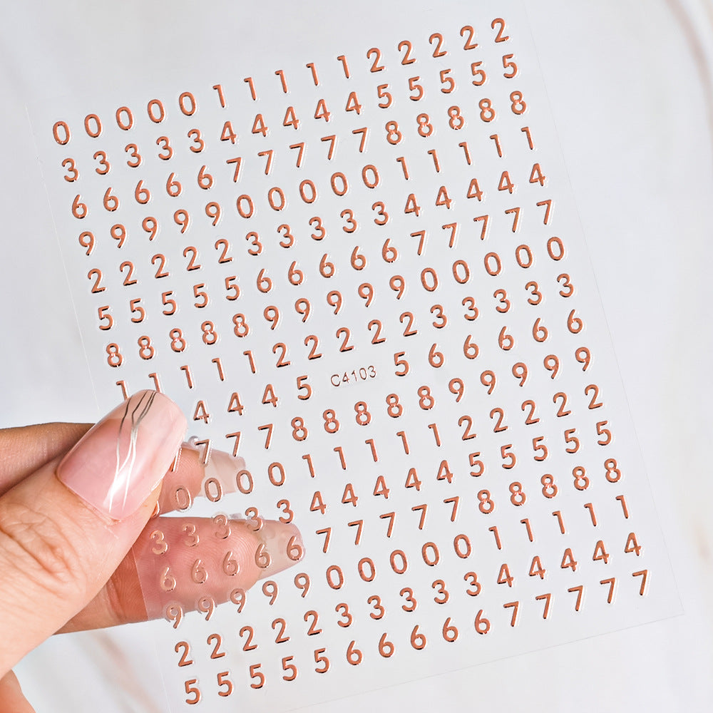 M190- Number Embossed Mini sticker 1 Pcs