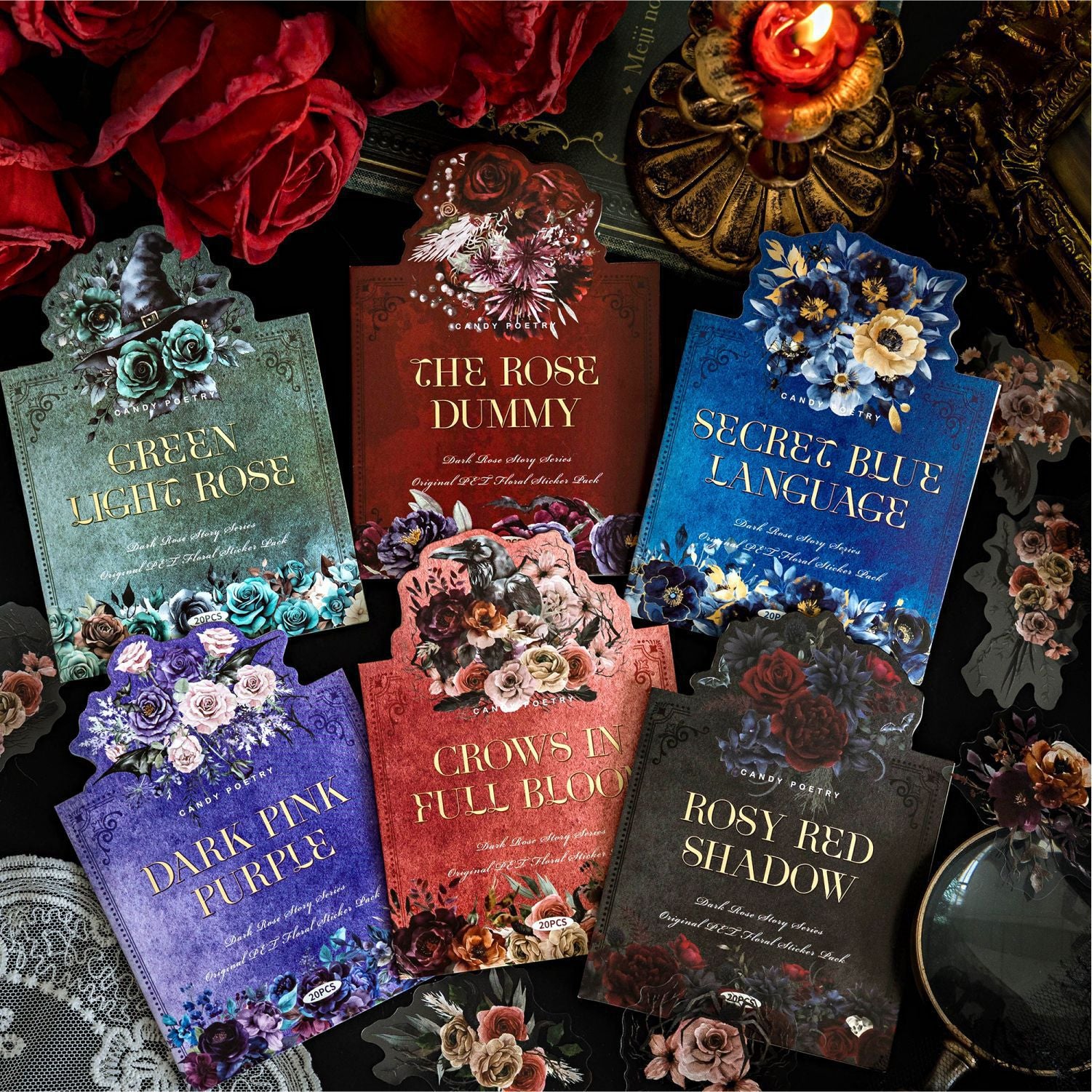 0417 Dark Rose Stories Series Sticker -20Pcs each pack