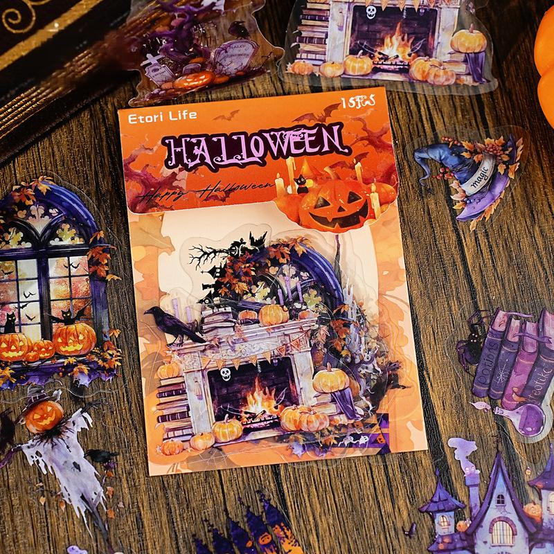1023 Halloween night PET sticker -15Pcs each pack