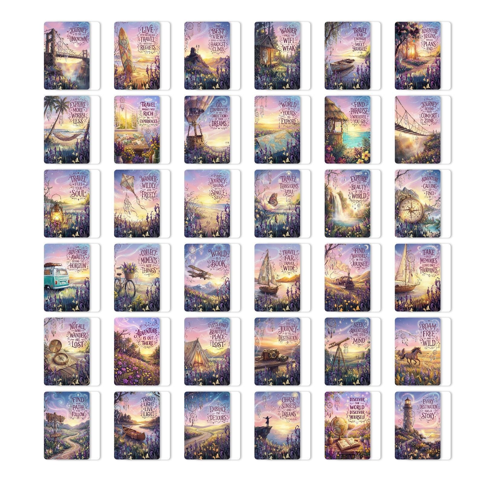 Lavender Scenery Cardstock 36pcs (2.36 × 3.5 inch)