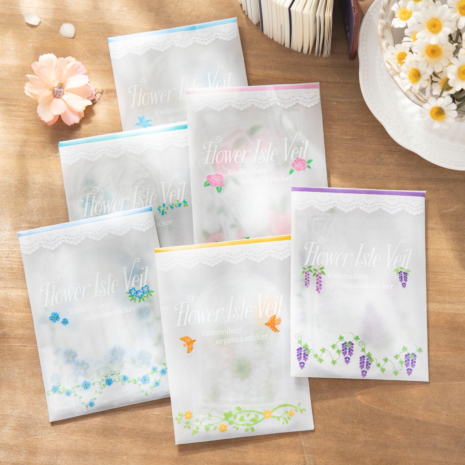 Flower Isle Veil PET Stickers -10Pcs each pack