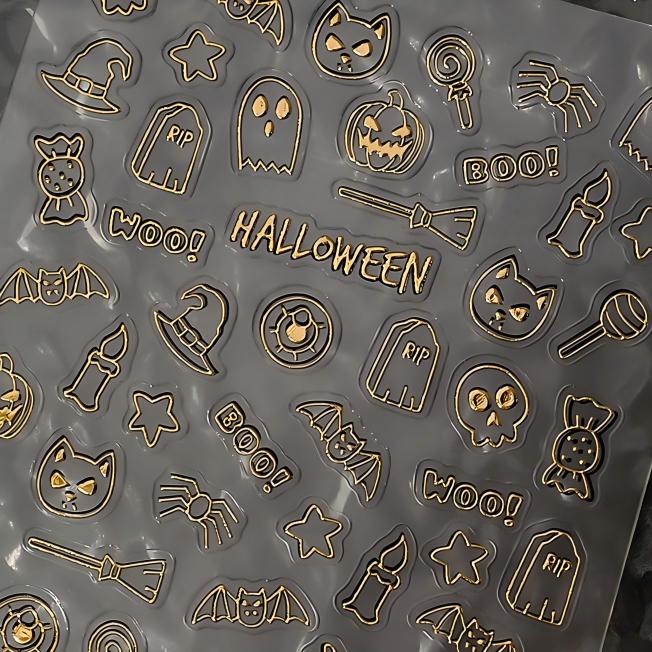 M350- Golden Halloween Embossed Mini sticker 1 Pcs