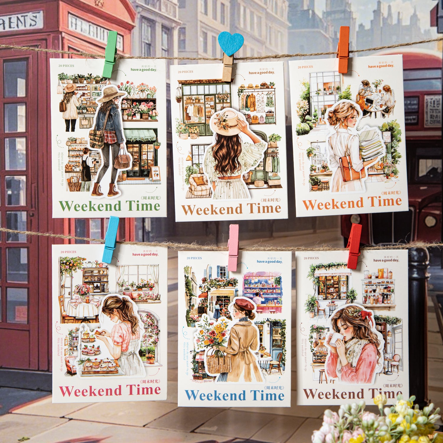 0521 Weekend time PET Sticker -20Pcs each pack
