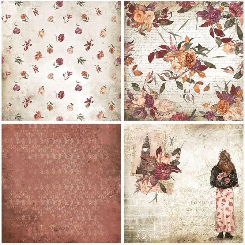 0331 Botanical flower background paper -12Pcs each pack