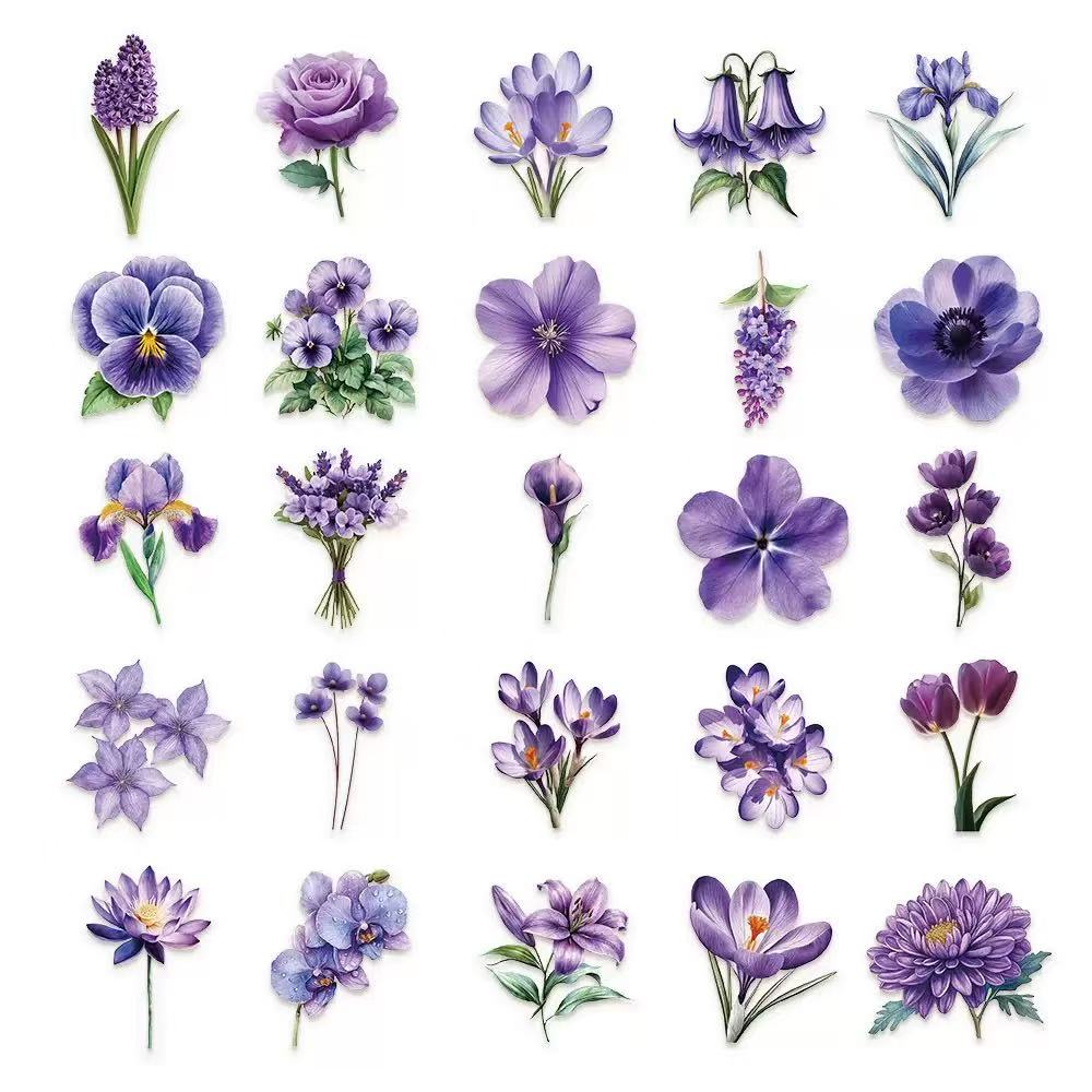0613 50 Purple flowers PET sticker