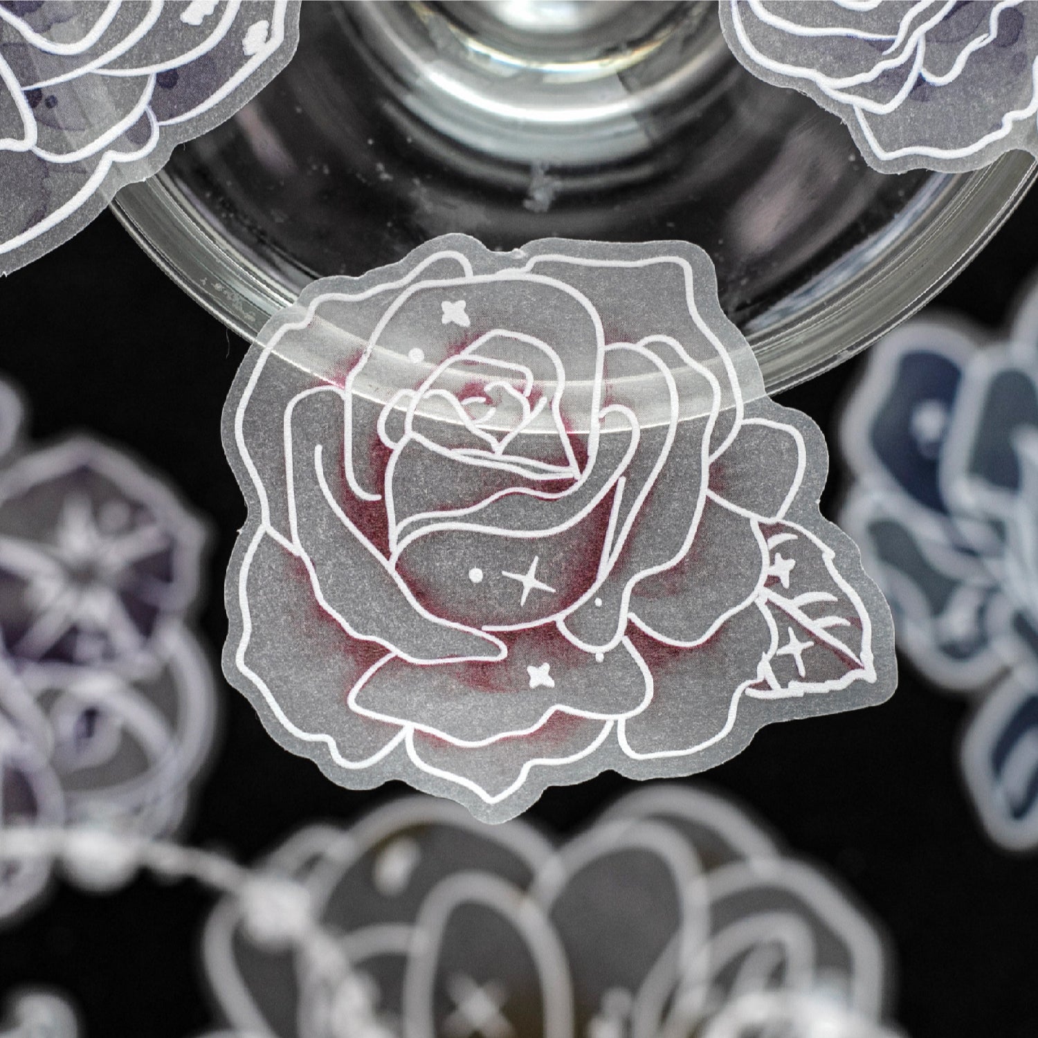 Night Moon Aria Flower Vellum Paper Stickers -10Pcs each pack